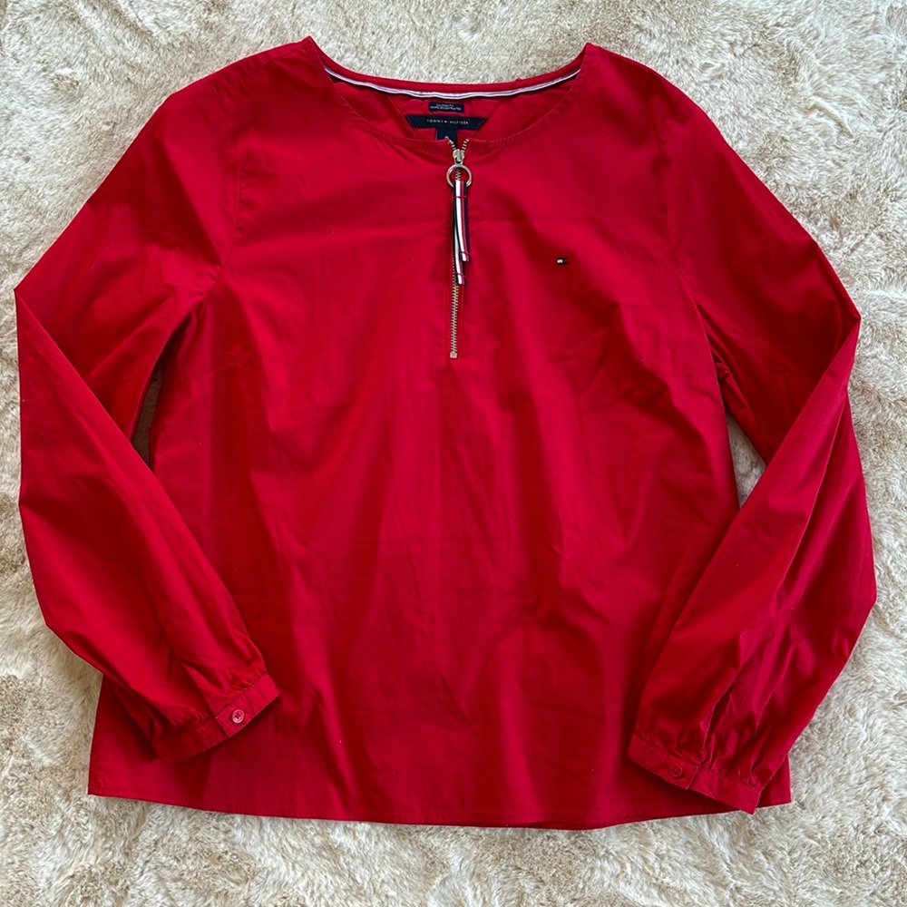 Tommy Hilfiger red long sleeve blouse, size medium